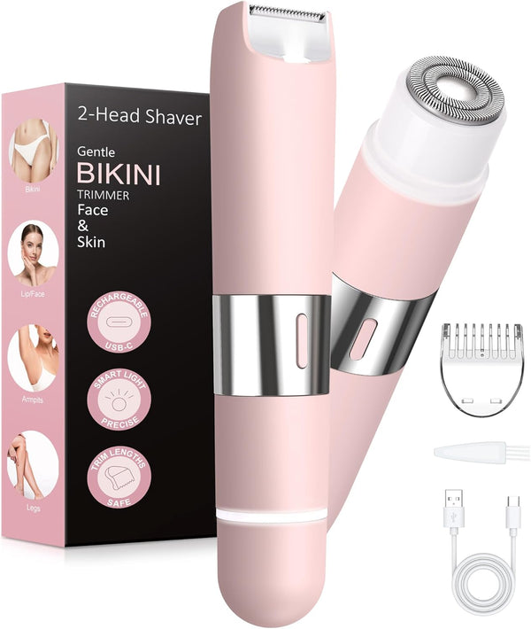 Aparat de Ras Electric pentru Bikini 2 în 1, cu 2 capete, cu lame ceramice